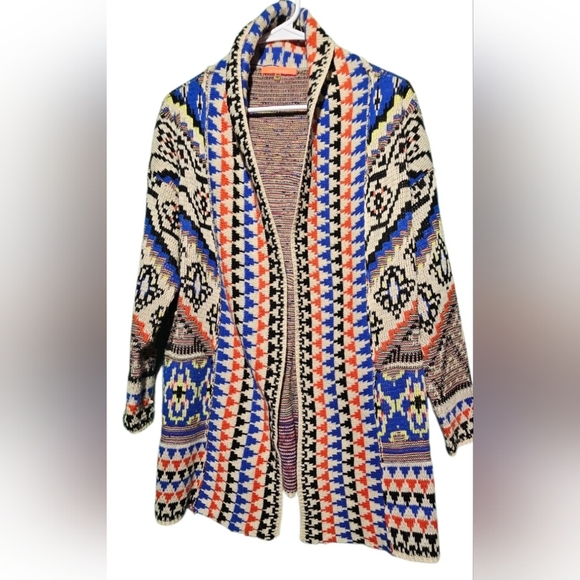 Lulumari Multicolor Geometric Cardigan Size M/L PTP 24 EUC - Picture 1 of 4